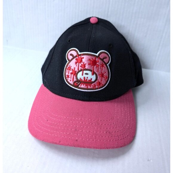 Gloomy the Naughty Grizzly Hat Pink Black Blood Splatter Snapback Mori Chack - Picture 1 of 7